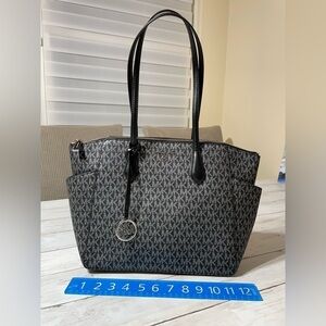 Michael Kors Signature Print Black Silver Tote